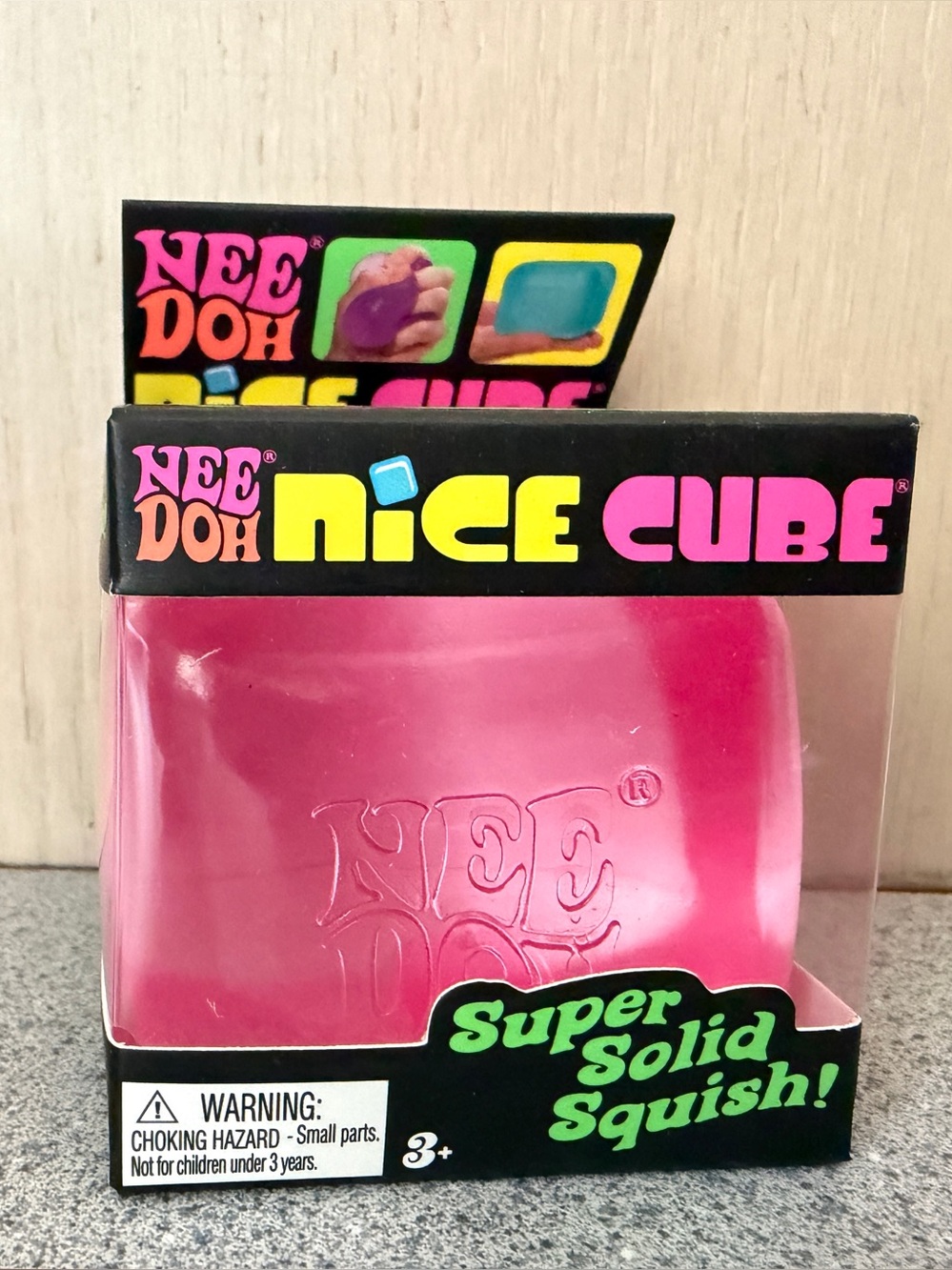 New Nee Doh Nice Cube Pink Super Solid Squish Schylling Needoh Squishy Toy Cube